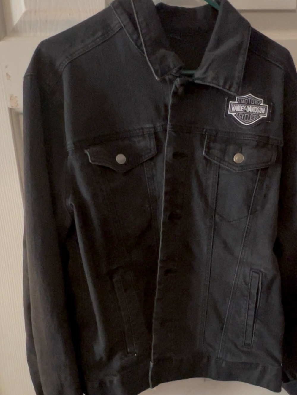Harley-Davidson Black Denim Trucker Jacket with Patch